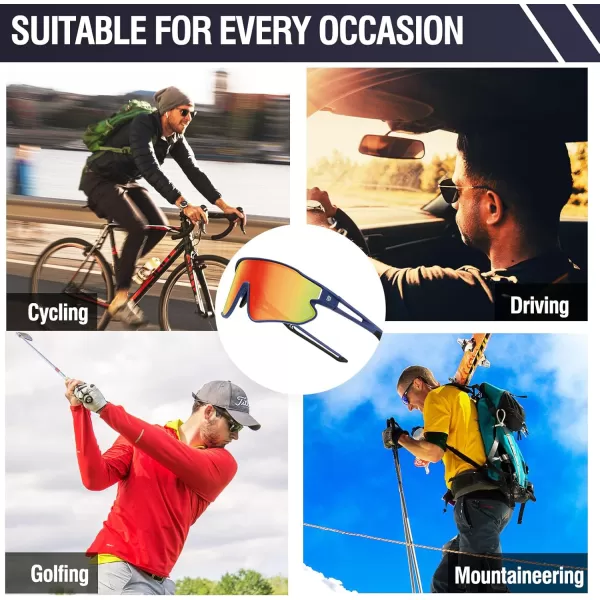 DUCO Sports Polarized Sunglasses for Men Women Running Sunglasses Fishing Cycling Baseball Glasses UV400 Protection DC0023Dark Blue Frame Black Temple Revo Orange Lens