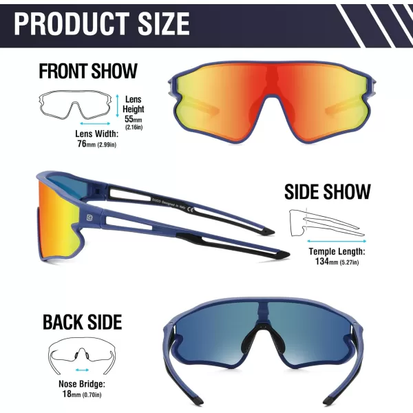DUCO Sports Polarized Sunglasses for Men Women Running Sunglasses Fishing Cycling Baseball Glasses UV400 Protection DC0023Dark Blue Frame Black Temple Revo Orange Lens