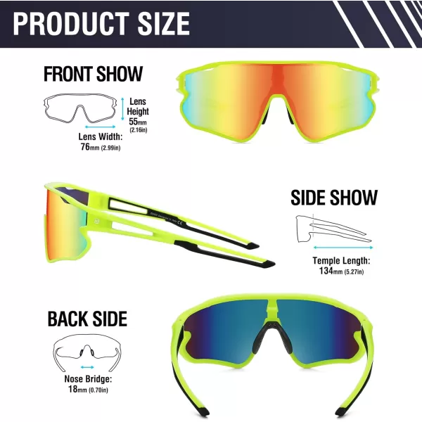 DUCO Sports Polarized Sunglasses for Men Women Running Sunglasses Fishing Cycling Baseball Glasses UV400 Protection DC0023Fluorescent Green Frame Black Temple Revo Orange Lens