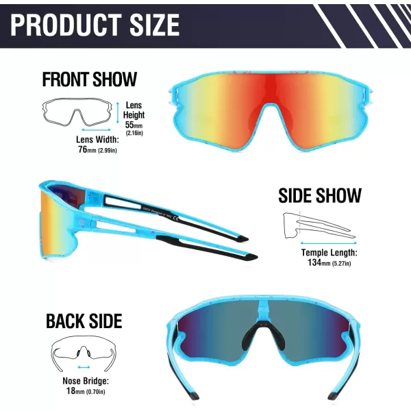 DUCO Sports Polarized Sunglasses for Men Women Running Sunglasses Fishing Cycling Baseball Glasses UV400 Protection DC0023Light Blue Frame Black Temple Revo Orange Lens