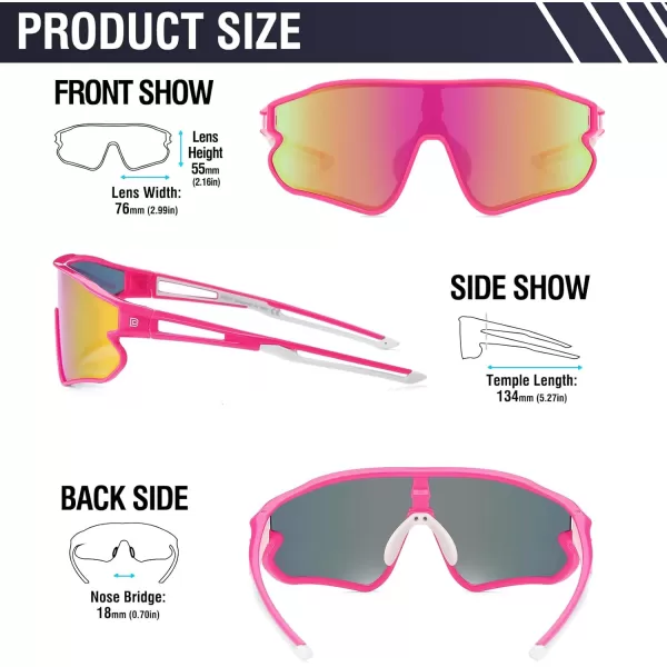 DUCO Sports Polarized Sunglasses for Men Women Running Sunglasses Fishing Cycling Baseball Glasses UV400 Protection DC0023Pink Frame White Temple Colorful Lens