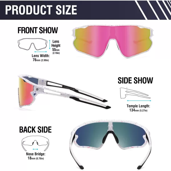 DUCO Sports Polarized Sunglasses for Men Women Running Sunglasses Fishing Cycling Baseball Glasses UV400 Protection DC0023White Blue Pink Frame Black Temple Revo Colorful Lens