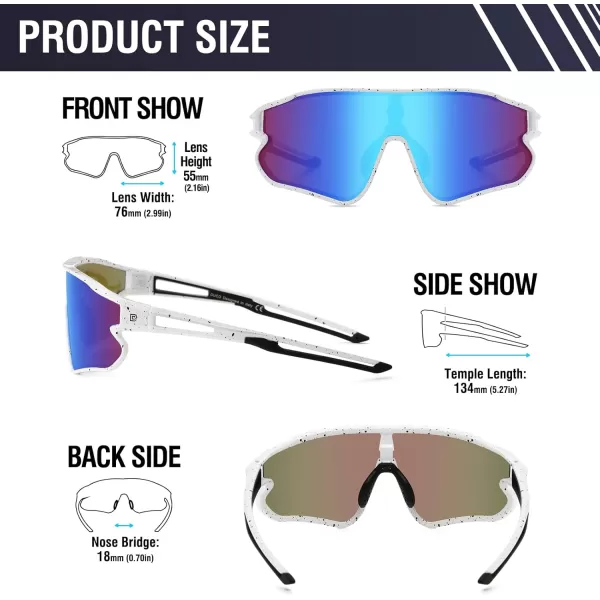DUCO Sports Polarized Sunglasses for Men Women Running Sunglasses Fishing Cycling Baseball Glasses UV400 Protection DC0023White Frame Black Temple Revo Blue Lens