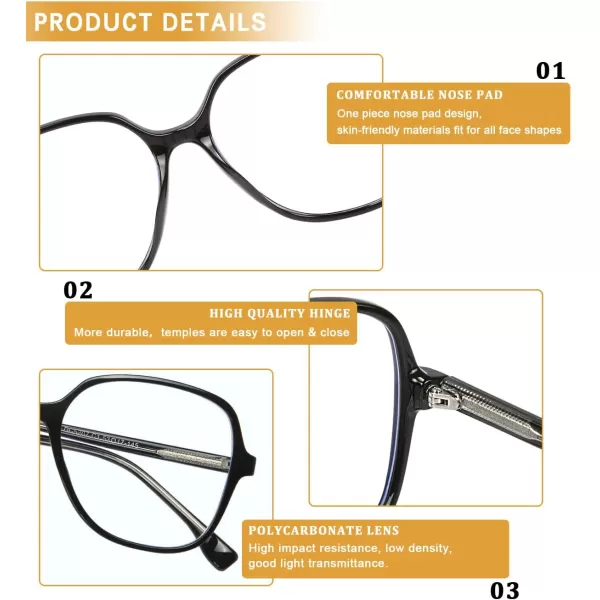 DUCO Superlight Blue Light Blocking Computer Reading Video and Gaming Eyewear Glasses DC5207Black