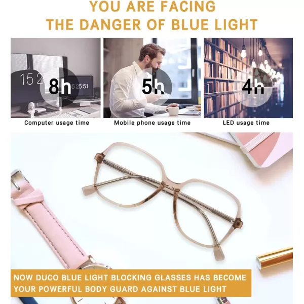 DUCO Superlight Blue Light Blocking Computer Reading Video and Gaming Eyewear Glasses DC5207Brown
