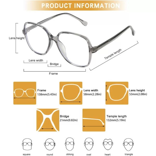DUCO Superlight Blue Light Blocking Computer Reading Video and Gaming Eyewear Glasses DC5207Grey