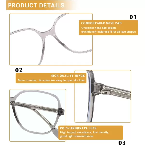 DUCO Superlight Blue Light Blocking Computer Reading Video and Gaming Eyewear Glasses DC5207Grey