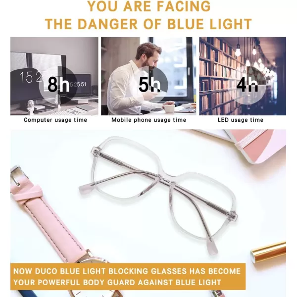 DUCO Superlight Blue Light Blocking Computer Reading Video and Gaming Eyewear Glasses DC5207Pink
