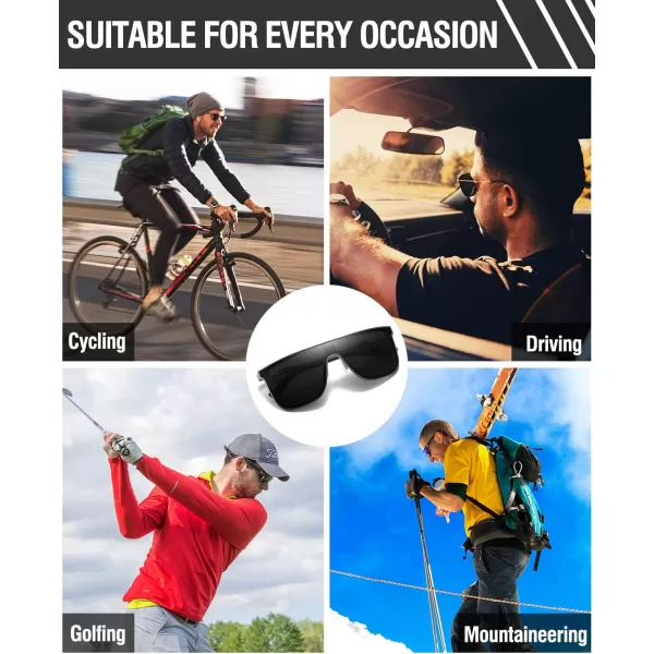 DUCO Trendy Square Sunglasses for Men Women Flat Top Shield Shades Oversized Carbon Fiber Polarized Sun Glasses DC8209Gunmetal Frame Grey Lens