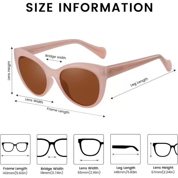DUCO Vintage Cat Eye Sunglasses for Women Trendy Polarized Sun Glasses Oversized Designer Shades 2350Pink Frame Brown Lens