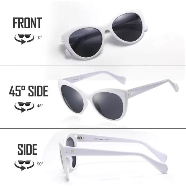 DUCO Vintage Cat Eye Sunglasses for Women Trendy Polarized Sun Glasses Oversized Designer Shades 2350White Frame Grey Lens