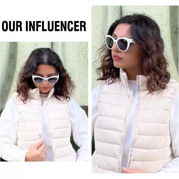 DUCO Vintage Cat Eye Sunglasses for Women Trendy Polarized Sun Glasses Oversized Designer Shades 2350White Frame Grey Lens