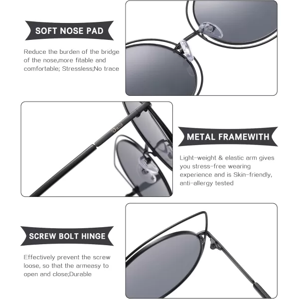 DUCO Vintage Square Cat Eye Sunglasses for Women Meatl Frame Polarized Sun Glasses UV Protection W001Bclassic Black