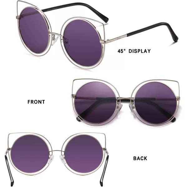 DUCO Vintage Square Cat Eye Sunglasses for Women Meatl Frame Polarized Sun Glasses UV Protection W001Bgold Frame Purple Lens