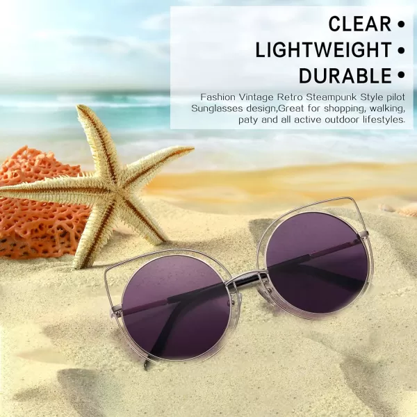 DUCO Vintage Square Cat Eye Sunglasses for Women Meatl Frame Polarized Sun Glasses UV Protection W001Bgold Frame Purple Lens