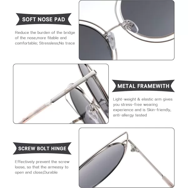 DUCO Vintage Square Cat Eye Sunglasses for Women Meatl Frame Polarized Sun Glasses UV Protection W001Bsilver Frame Silver Lens