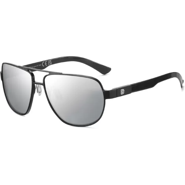 DUCO Aviator Sunglasses For Men Polarized Sunglasses Men UV Protection Carbon Fiber Temple Mens Sun glasses For Driving 3051Black Frame Mirror Lens