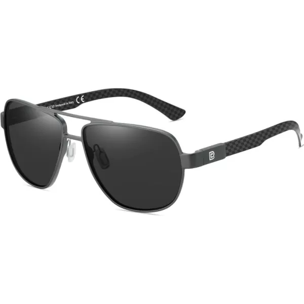 DUCO Aviator Sunglasses For Men Polarized Sunglasses Men UV Protection Carbon Fiber Temple Mens Sun glasses For Driving 3051Gunmetal Frame Grey Lens