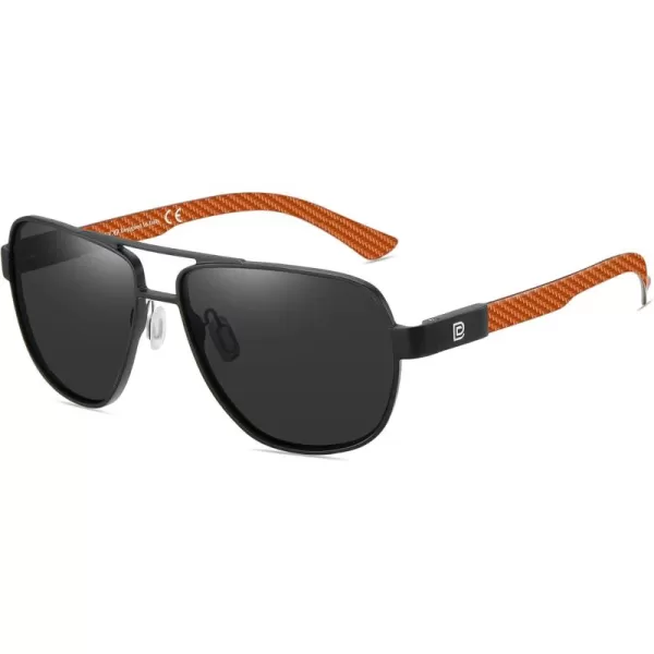DUCO Aviator Sunglasses For Men Polarized Sunglasses Men UV Protection Carbon Fiber Temple Mens Sun glasses For Driving 3051Red Temple Grey Lens