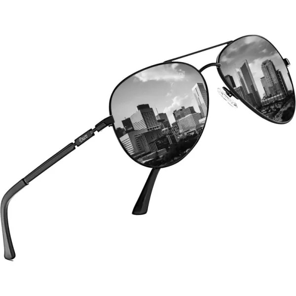 DUCO Aviator Sunglasses for Men Women Vintage Polarized Sun Glasses Mirrored Lens Metal Frame Designer Shades 3025KBlack Frame Grey Lens