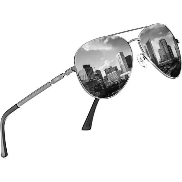 DUCO Aviator Sunglasses for Men Women Vintage Polarized Sun Glasses Mirrored Lens Metal Frame Designer Shades 3025KGunmetal Frame Grey Lens