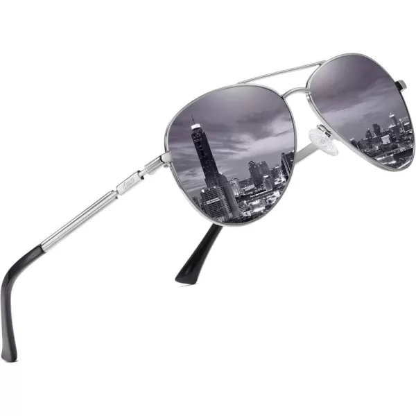 DUCO Aviator Sunglasses for Men Women Vintage Polarized Sun Glasses Mirrored Lens Metal Frame Designer Shades 3025KSilver Frame Grey Lens