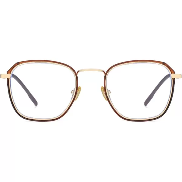 DUCO Blue Light Glasses For Women Computer Glasses Blue Ray Blocking Glasses For Men Womens Fashion Eyeglasses W014W015brown Gold