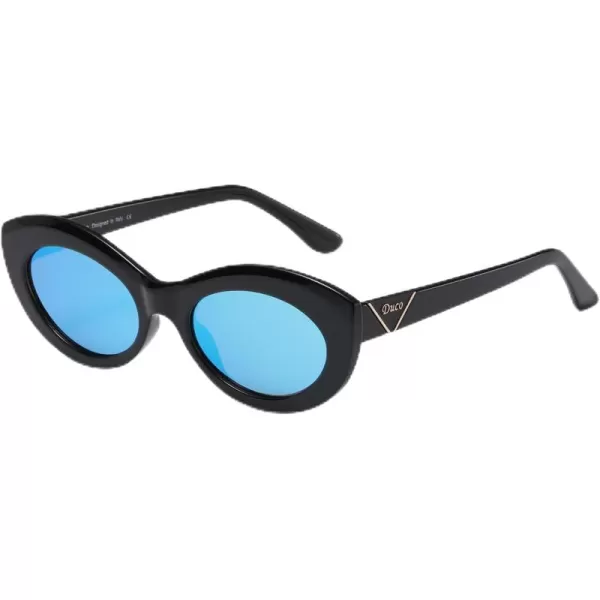 DUCO Cat Eye Sun Glass Retro Oval Sunglasses for Women Clout Glasses Vintage Polarized UV 400 Protection 1223Black Blue