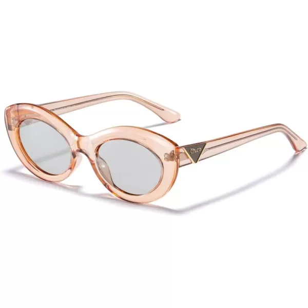 DUCO Cat Eye Sun Glass Retro Oval Sunglasses for Women Clout Glasses Vintage Polarized UV 400 Protection 1223Transparent BrownGrey