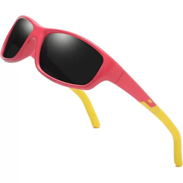 DUCO Cute Polarized Kids Sunglasses for Girls Boys Flexible Children Shades UV Protection Age 610 K018Pink