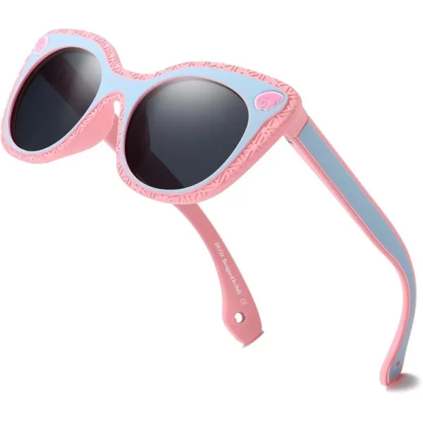 DUCO Cute Polarized Kids Sunglasses for Girls Boys Flexible Children Shades UV Protection Age 610 K018Pink Blue