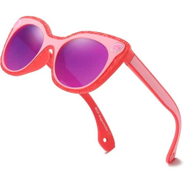 DUCO Cute Polarized Kids Sunglasses for Girls Boys Flexible Children Shades UV Protection Age 610 K018Rose Red