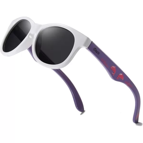 DUCO Cute Polarized Kids Sunglasses for Girls Boys Flexible Children Shades UV Protection Age 610 K018White Frame Purple Temple