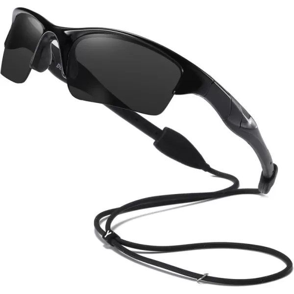 DUCO Kids Sunglasses Boys Sports Sunglasses Youth Polarized Baseball Sunglasses for Boys and Girls Age 68 K014Black Frame Black Temple