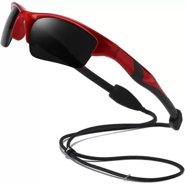 DUCO Kids Sunglasses Boys Sports Sunglasses Youth Polarized Baseball Sunglasses for Boys and Girls Age 68 K014Red