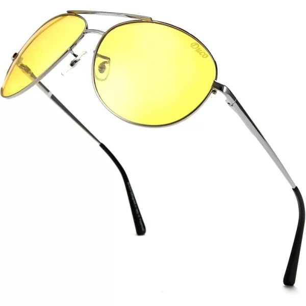 DUCO Mens Polarized Night Vision Glasses for Antiglare Safe Driving 3025YShine Sliver