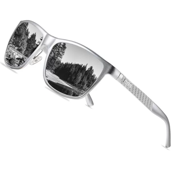 DUCO Mens Sports Polarized AlMg Metal Frame Sunglasses UV Protection Sunglasses for Men 8200Silver