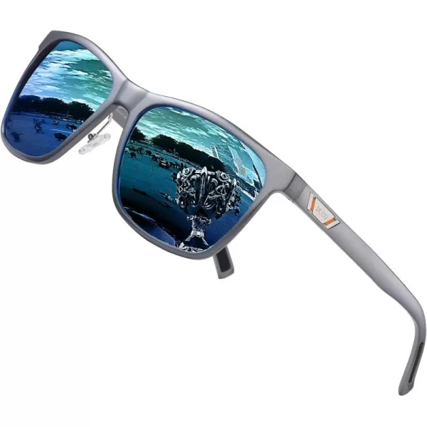 DUCO Mens Sunglasses Polarized UV Protection Retro Rectangular Frame Sun Galsses for Driving Fishing 100 UV Blocking 3029HGunmetal Frame Blue Lens