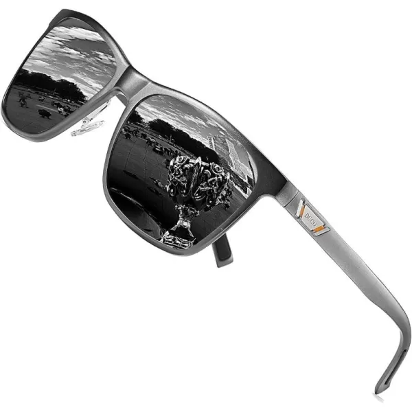 DUCO Mens Sunglasses Polarized UV Protection Retro Rectangular Frame Sun Galsses for Driving Fishing 100 UV Blocking 3029HGunmetal Frame Gray Lens
