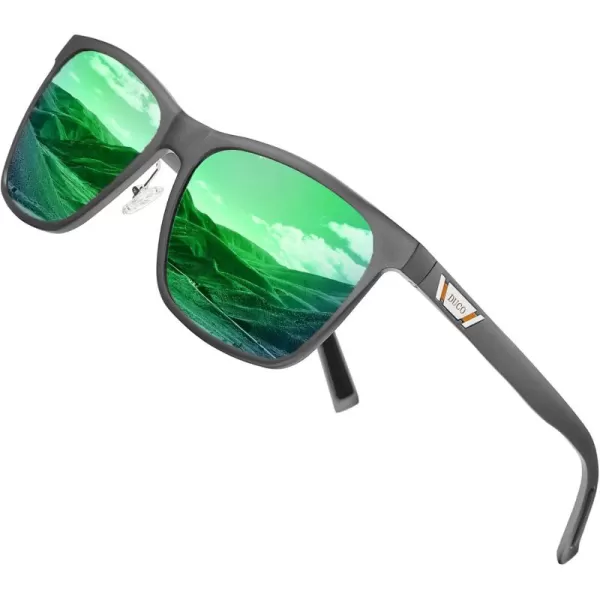 DUCO Mens Sunglasses Polarized UV Protection Retro Rectangular Frame Sun Galsses for Driving Fishing 100 UV Blocking 3029HGunmetal Frame Revo Green Lens