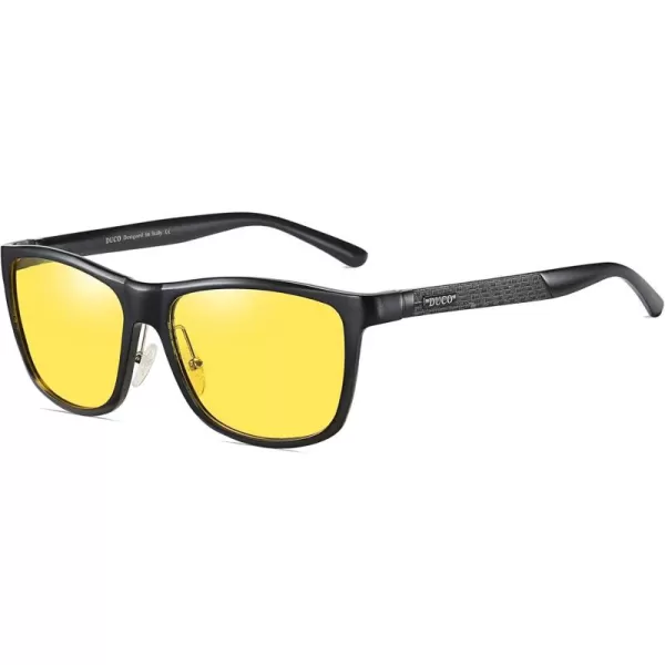 DUCO Nightvision Glasses Polarized Night Driving Mens Shooting GlassesC Black Frame Yellow Lens