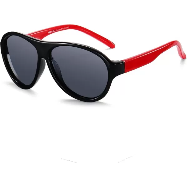 DUCO Polarized Kids Aviator Sunglasses for Boys Girls Flexible Toddler Shades UV Protection Age 35 K011Black Frame