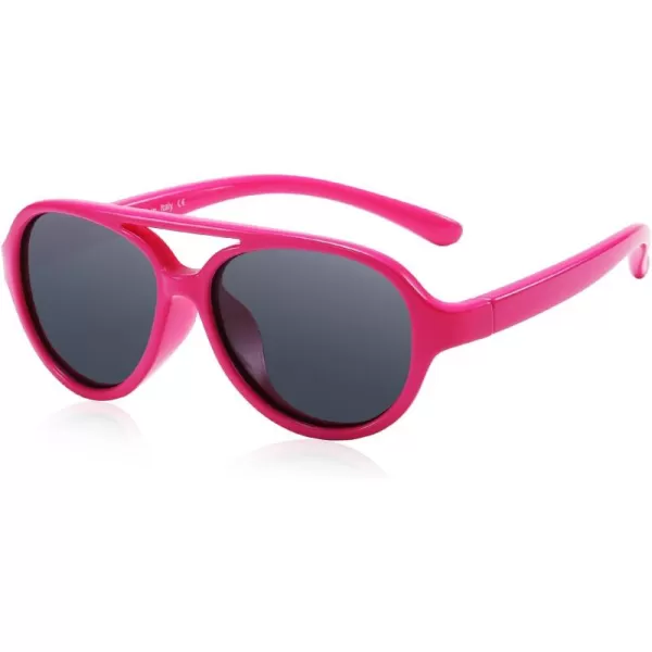 DUCO Polarized Kids Aviator Sunglasses for Boys Girls Flexible Toddler Shades UV Protection Age 35 K011Pink