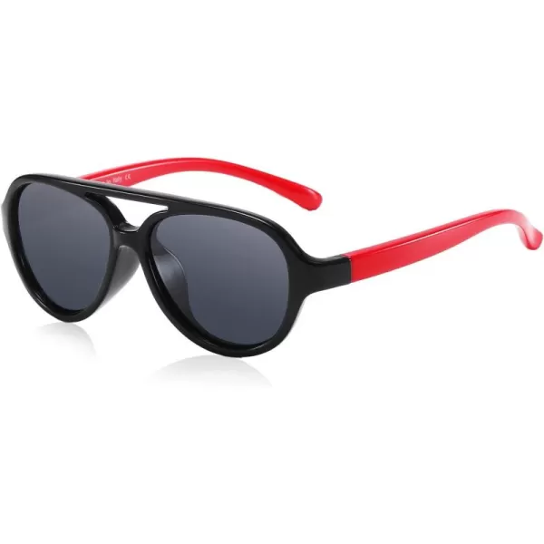 DUCO Polarized Kids Aviator Sunglasses for Boys Girls Flexible Toddler Shades UV Protection Age 35 K011Red