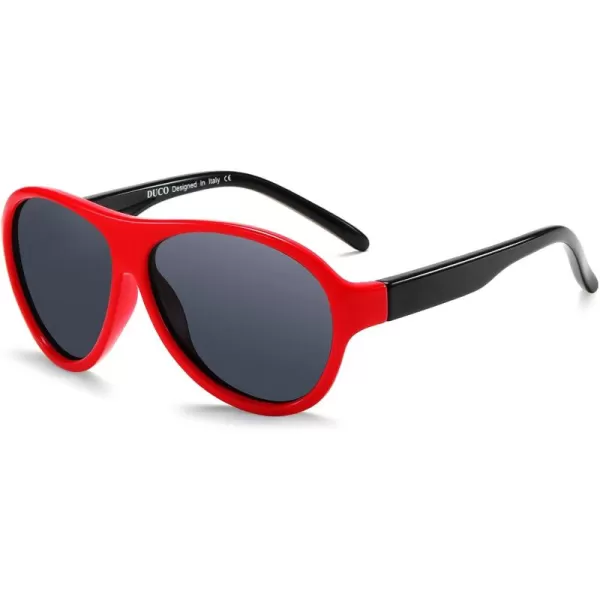 DUCO Polarized Kids Aviator Sunglasses for Boys Girls Flexible Toddler Shades UV Protection Age 35 K011Red Frame
