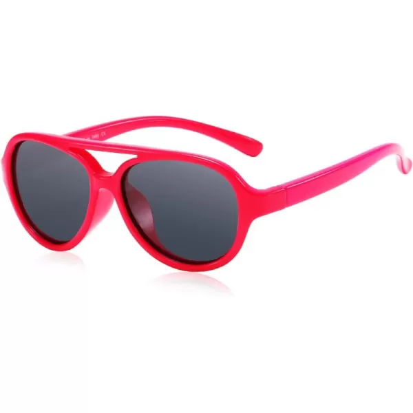 DUCO Polarized Kids Aviator Sunglasses for Boys Girls Flexible Toddler Shades UV Protection Age 35 K011Rose