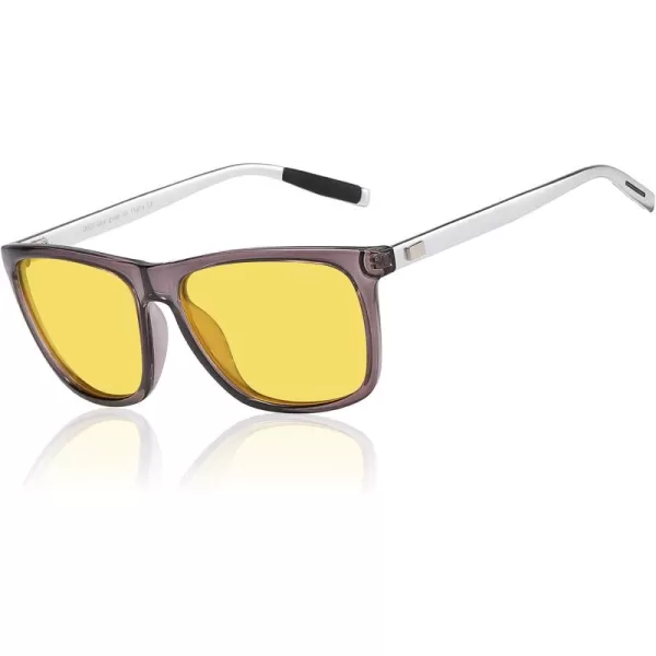 DUCO Polarized Night Vision Glasses for Men and Women Yellow Safety Driving Glasses with UV Protection and Anti GlareGrey
