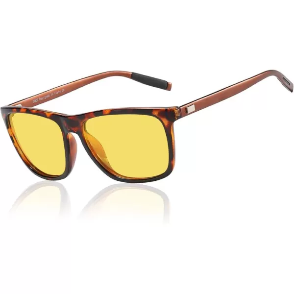 DUCO Polarized Night Vision Glasses for Men and Women Yellow Safety Driving Glasses with UV Protection and Anti GlareTortoise
