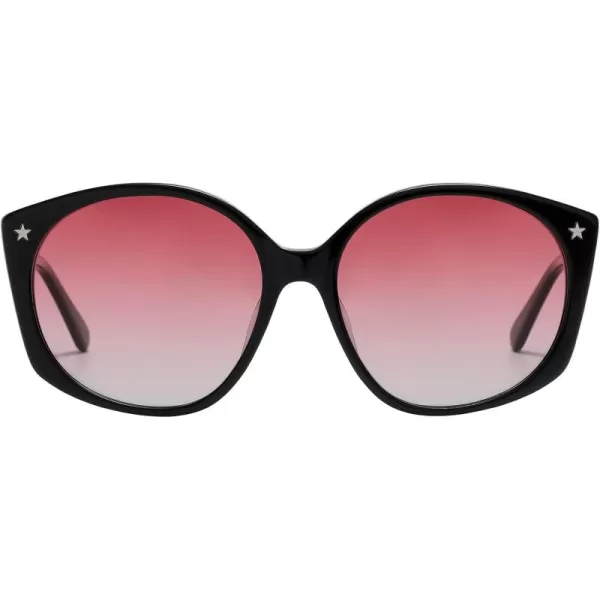 DUCO Polarized Oversized Sunglasses for Women Trendy Round Designer Sun Glasses Big Shades UV400 Protection DC1106Shine Black Frame Gradient Brown Lens