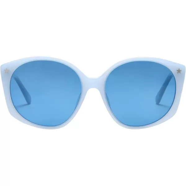 DUCO Polarized Oversized Sunglasses for Women Trendy Round Designer Sun Glasses Big Shades UV400 Protection DC1106Shine Blue Frame Blue Lens